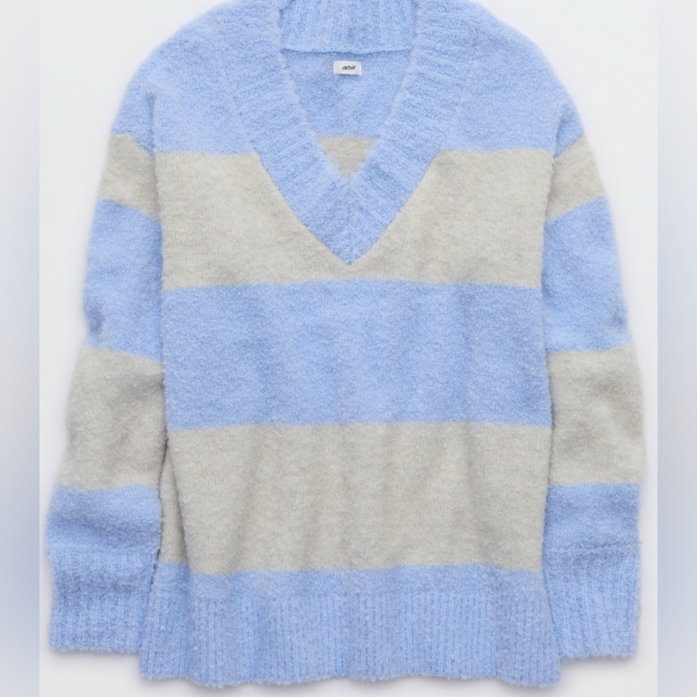 Aerie Teddy Boucle Sweater - Ocean Sky, Medium - Picture 4 of 6